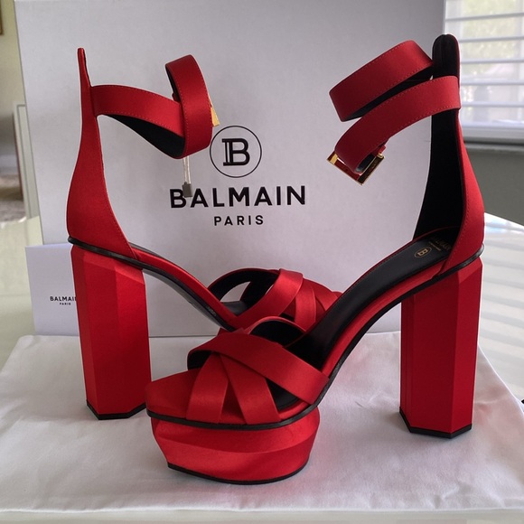 BALMAIN Ava Platform Sandals Heels New - Picture 14 of 15